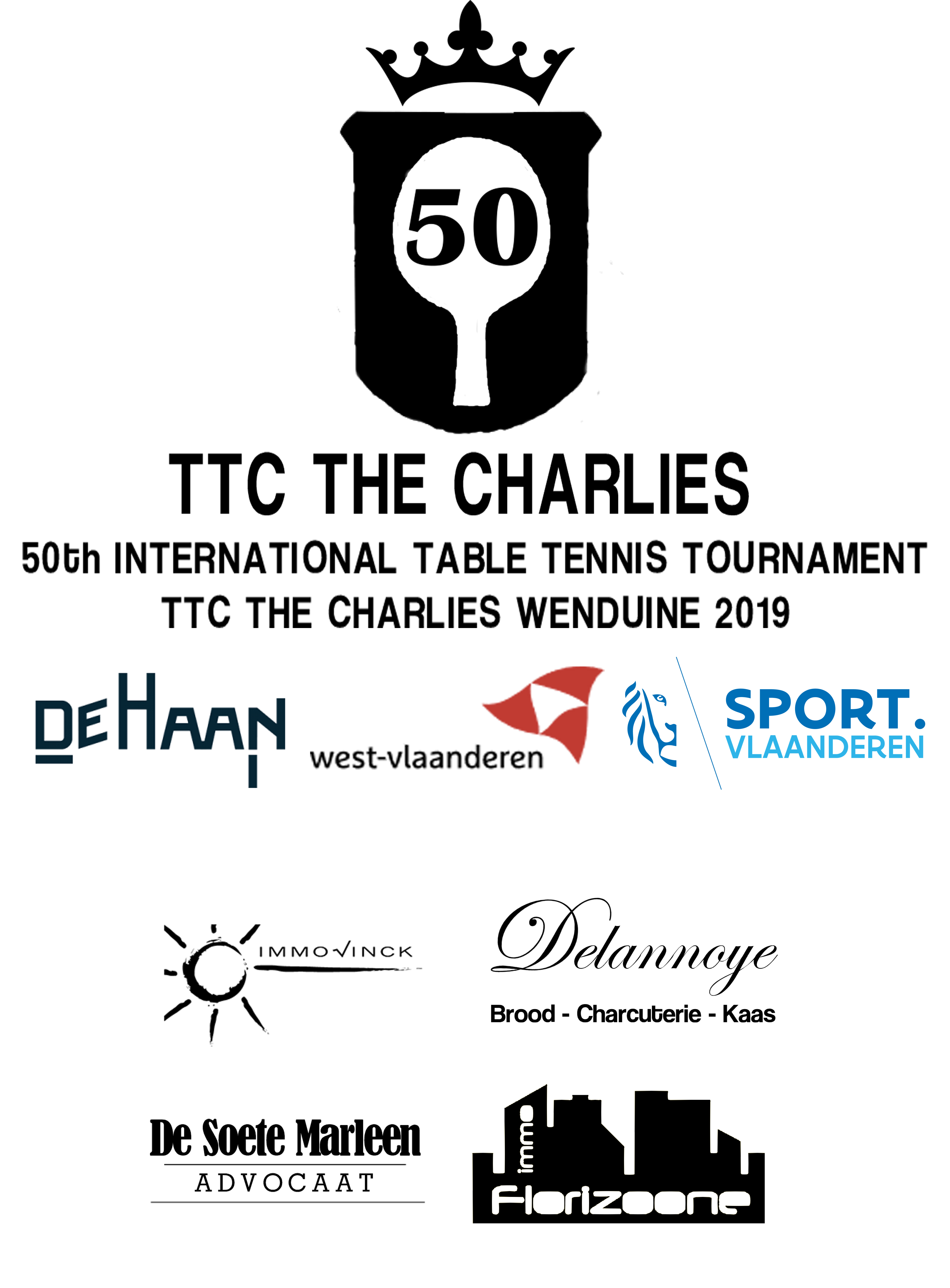Affiche 50th international table tennis tournament TTC The Charlies Wenduine
